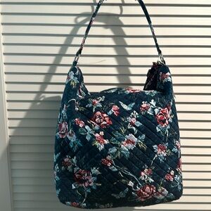 NWT Vera Bradley Blue Floral Ovet-Sozed Hobo Shoulder Bag with Crossbody strap.